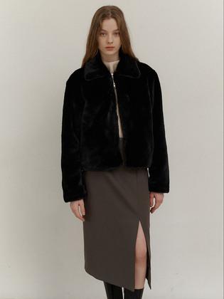 1.49 Faux fur jacket (Black)