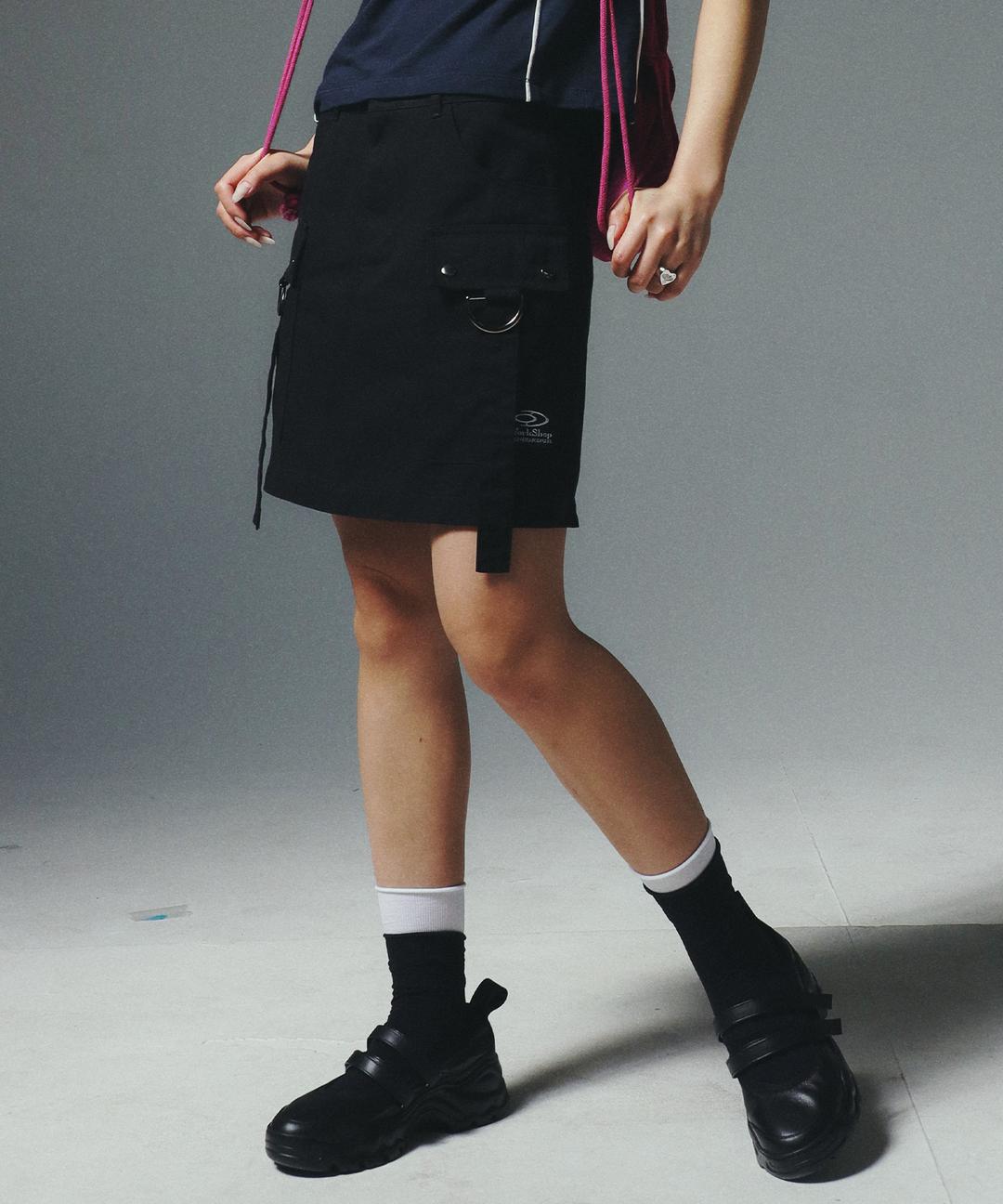워크샵 프론트 포켓 스커트 블랙