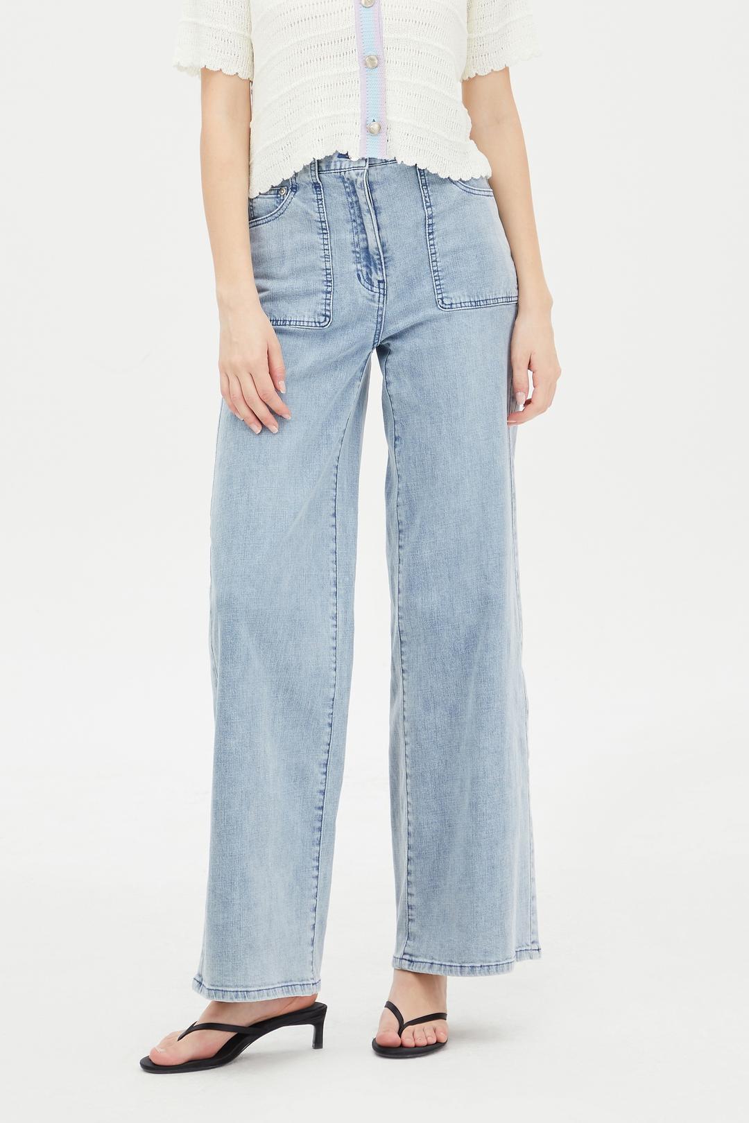 아웃 포켓 와이드 데님 팬츠