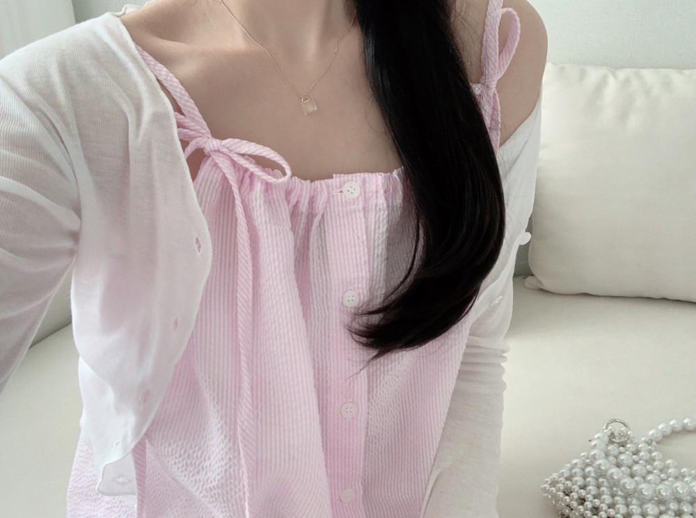 [3col] More ribbon bl 리본 나시 뷔스티에 블라우스