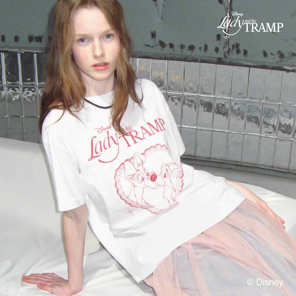 HEART LADY AND THE TRAMP BASIC FIT T SHIRT WHITE