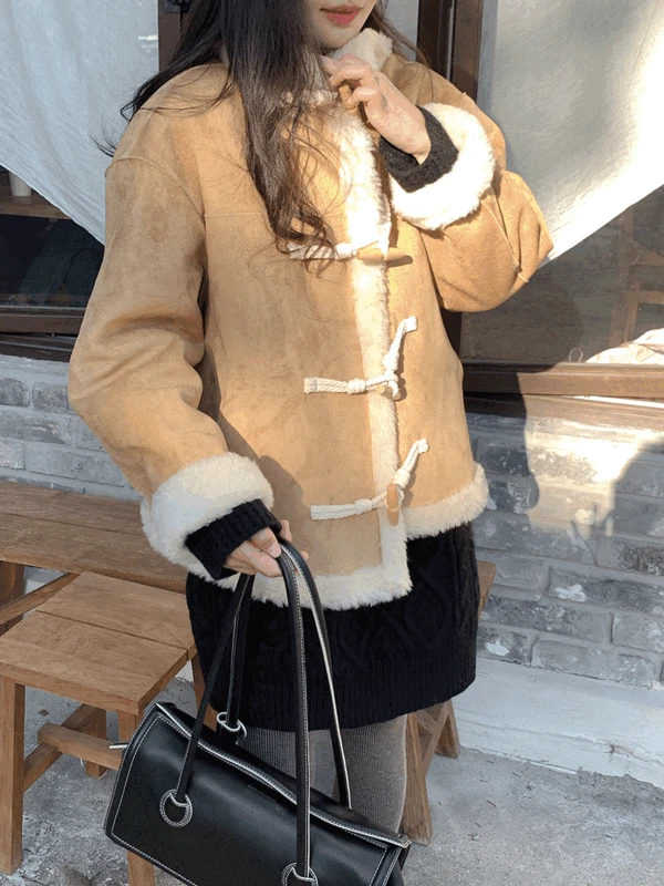 ♨️온 리버시블 털안감 떡볶이 양면 무스탕 하프 겨울 하이넥 퍼 자켓 코트 스웨이드