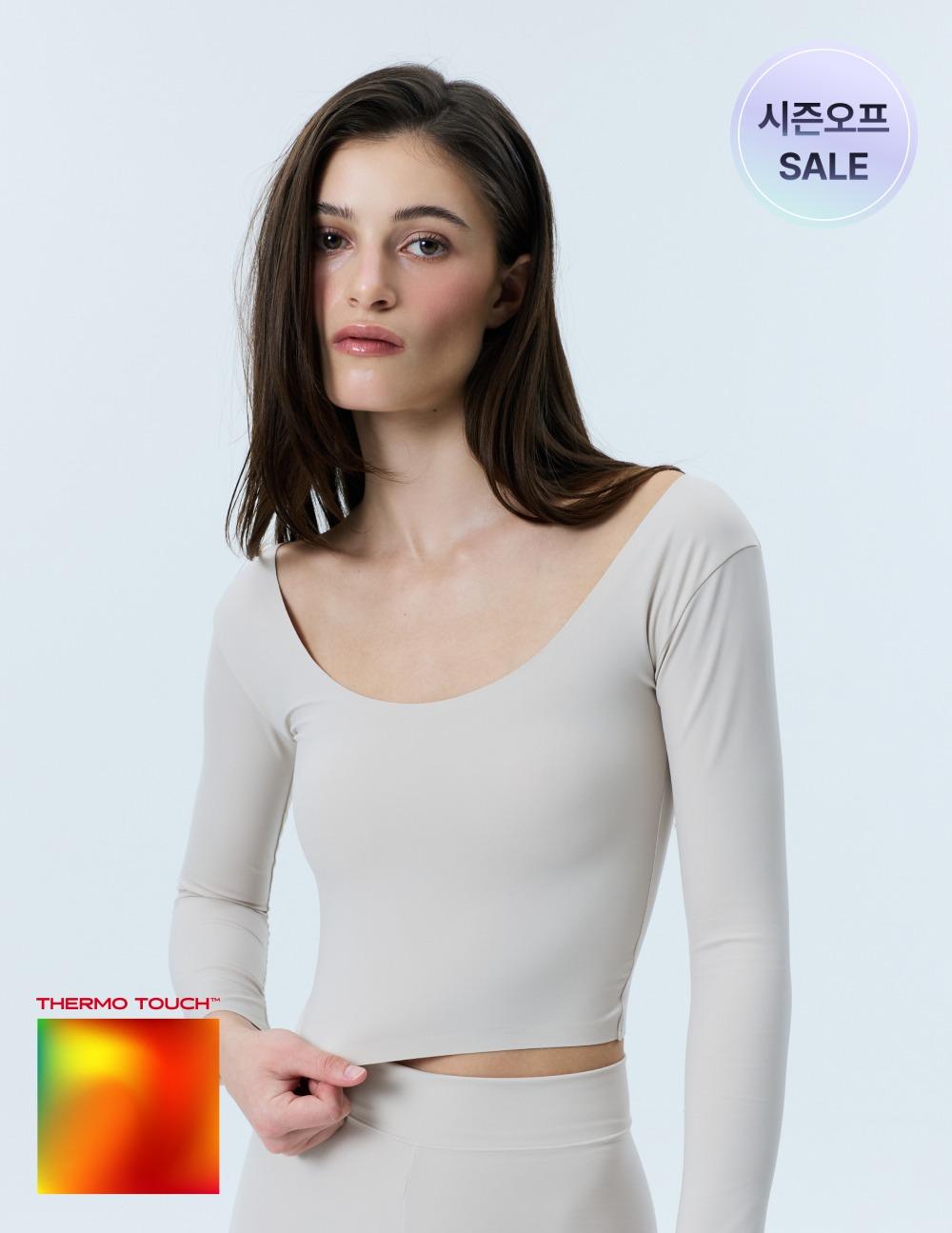[시즌오프 특가🔥] [써모터치] 심리스 와이드넥 크롭 롱슬리브