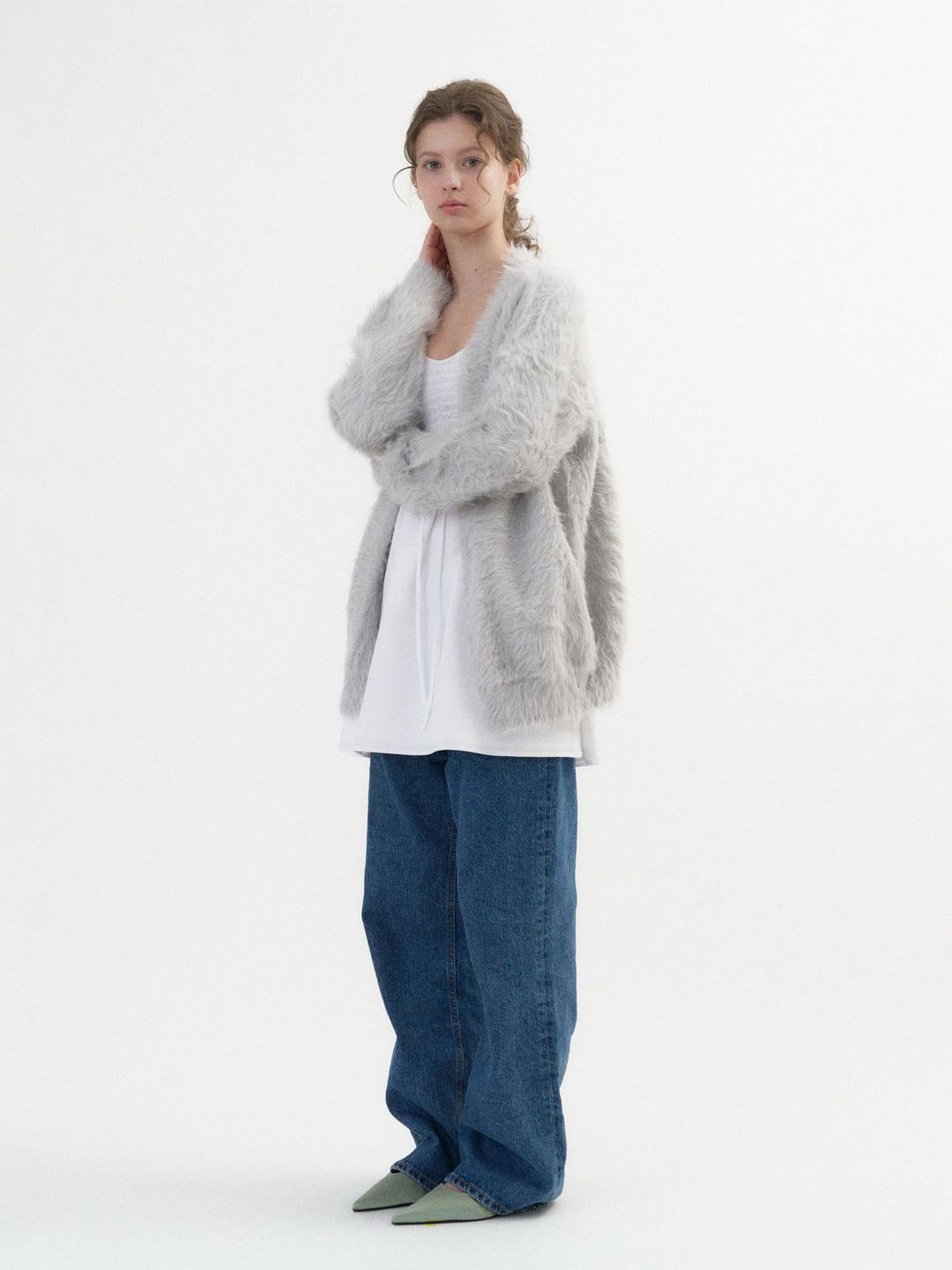 teddy pocket cardigan (light grey)