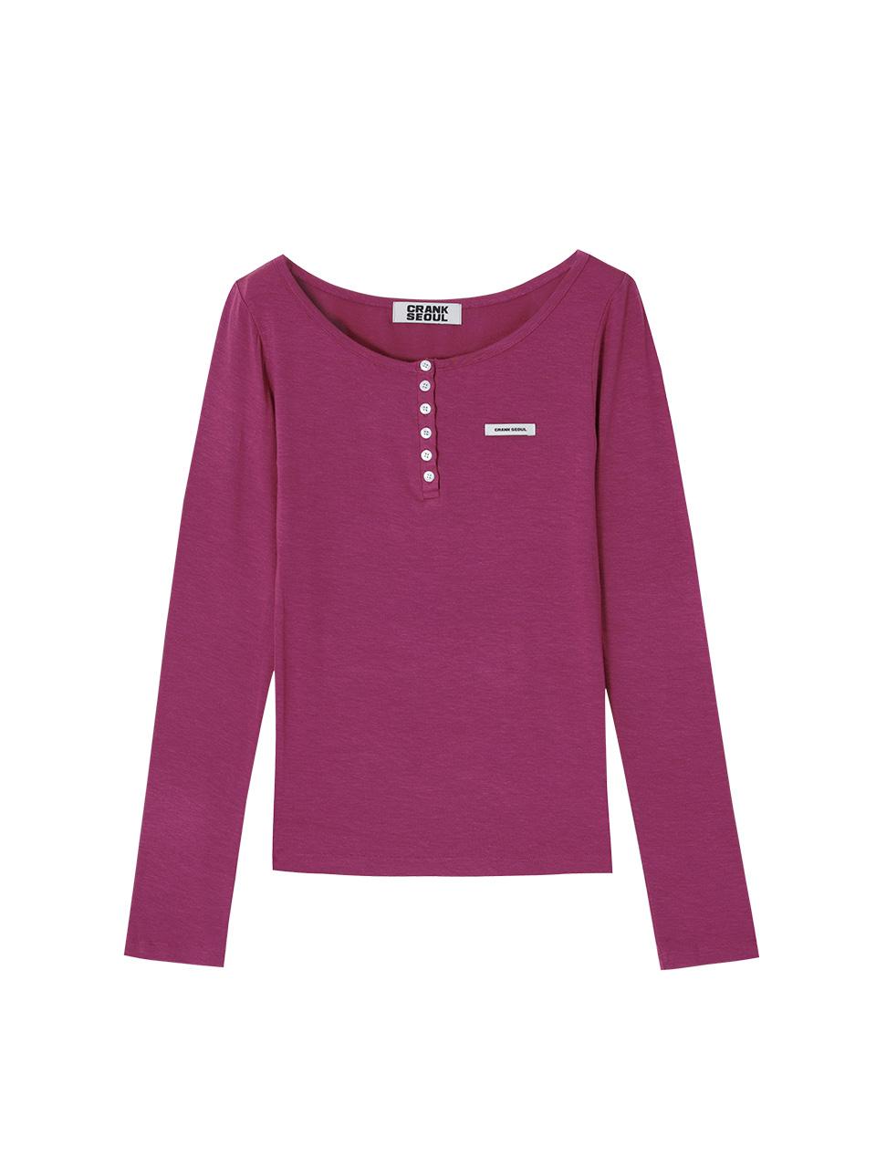 BASIC HENLEY NECK TOP_PURPLE