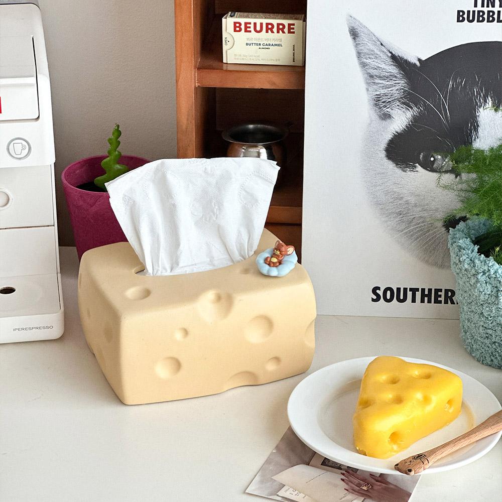 제리 치즈 휴지케이스 오브제 티슈케이스