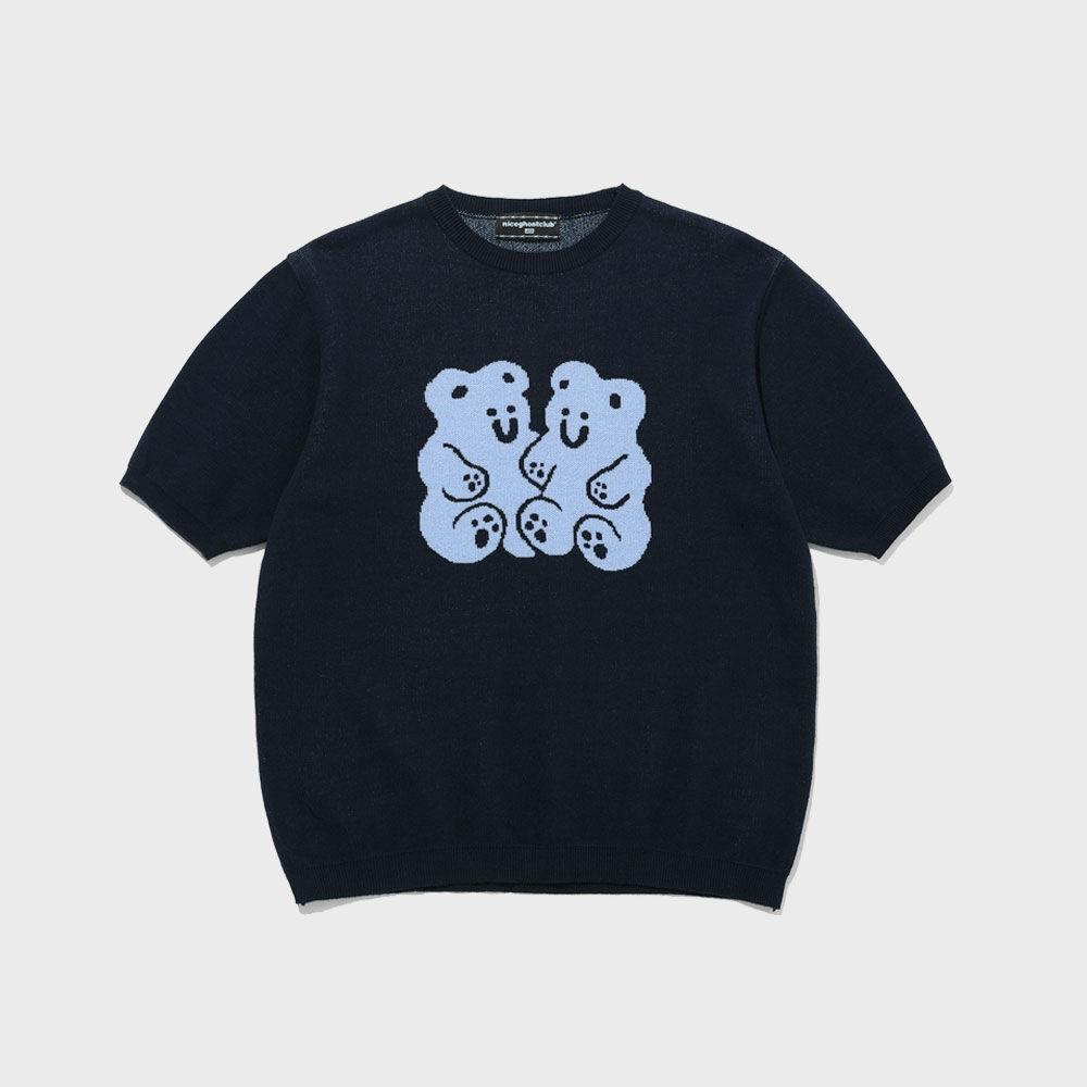 구미 베어 니트 하프 티_네이비(NG2CSUK630A)