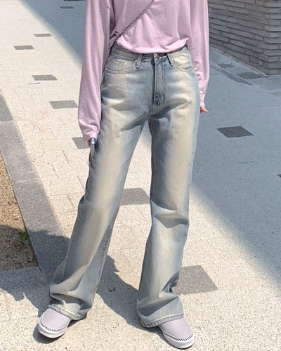 여름 하이웨스트 롱 부츠컷 슬림 연청 진청 데님팬츠