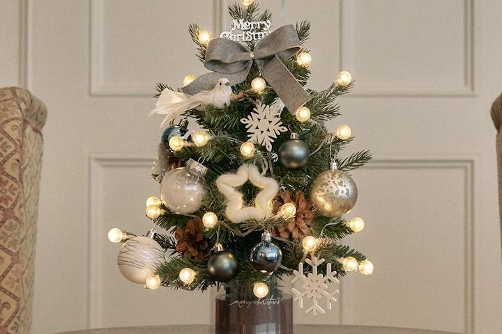 오너먼트+전구 풀세트 크리스마스 미니트리 윈터그레이