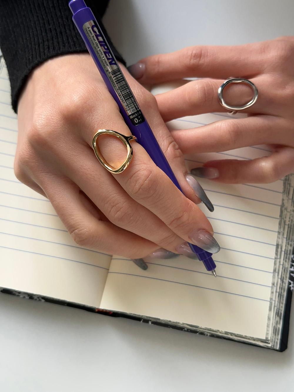 [92.5silver] Sketch oval ring (2color)