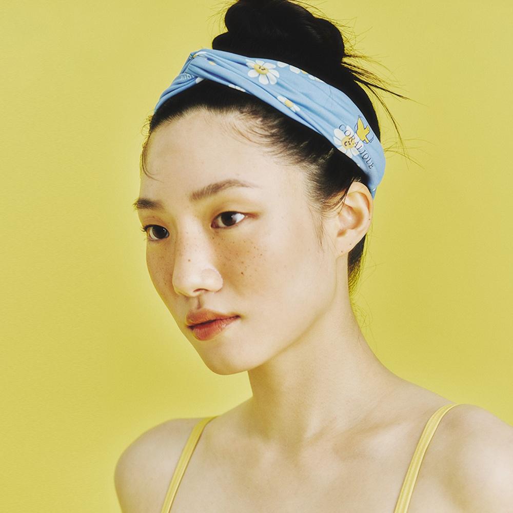 CW 플로리 터번 스윔 헤어밴드 그레이쉬블루