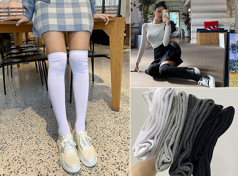 무지오버니삭스 양말 니삭스 무지양말 데일리 캐주얼