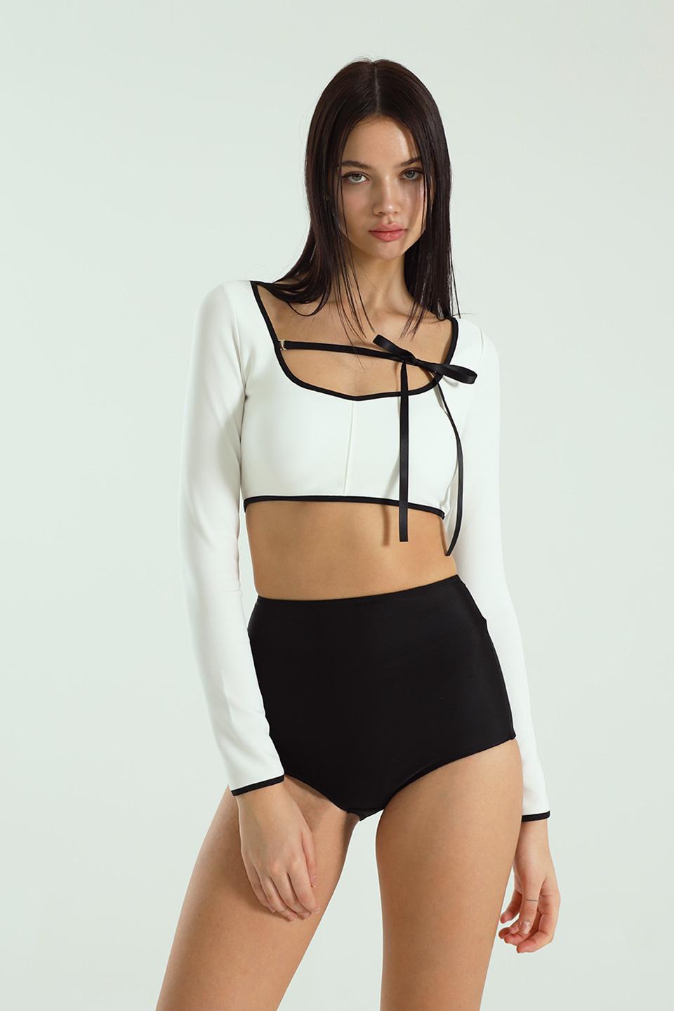 라인 클래식 비키니 브라탑 WH (Side ribbon)