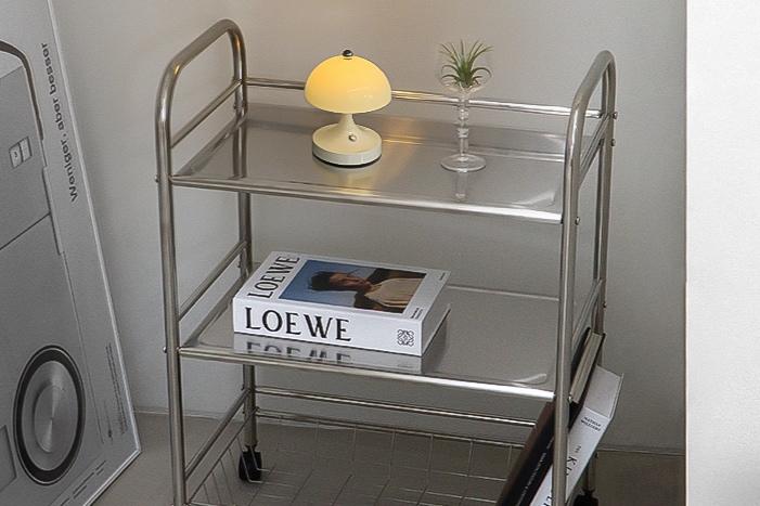 모던 스테인리스 실버 3단 철제 트롤리 카트