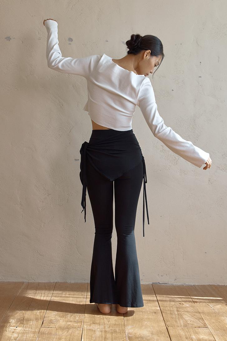 layered skirt Pants (Dark black)