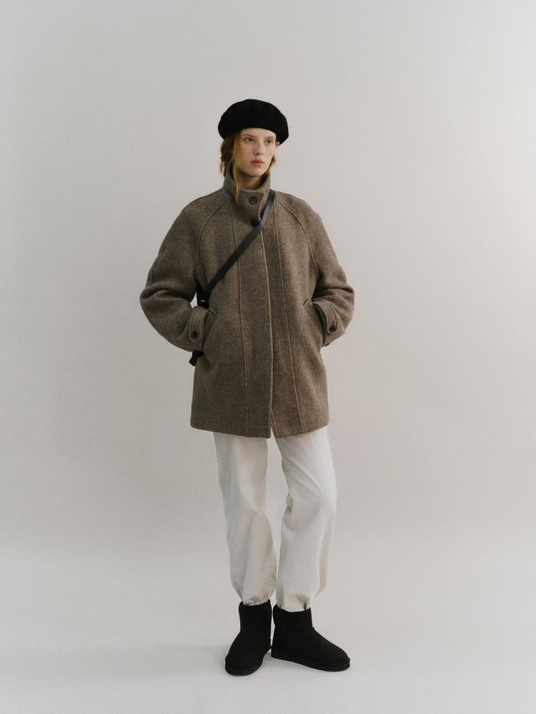 [12/30 순차배송] wool signature half coat (herringbone brown)