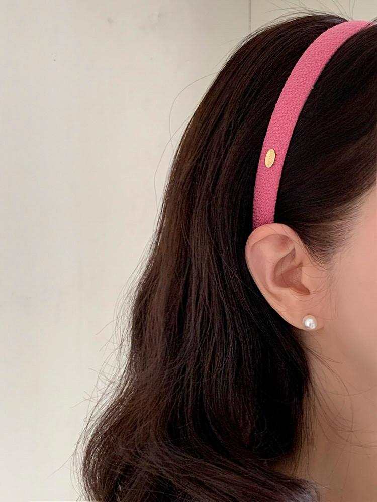 Selflove made, 매트 트위드 헤어밴드 - 슬림 비비드 컬러 얇은 니트 머리띠