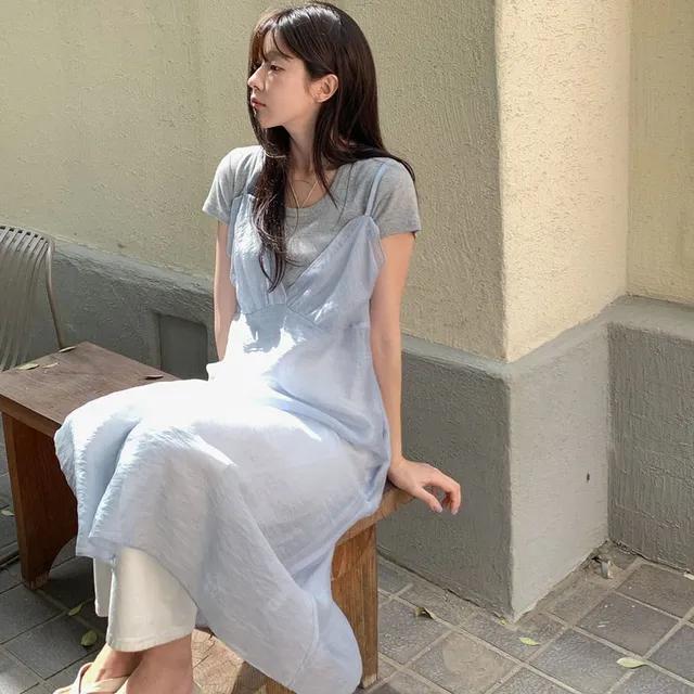 보니 시스루 레이어드 원피스