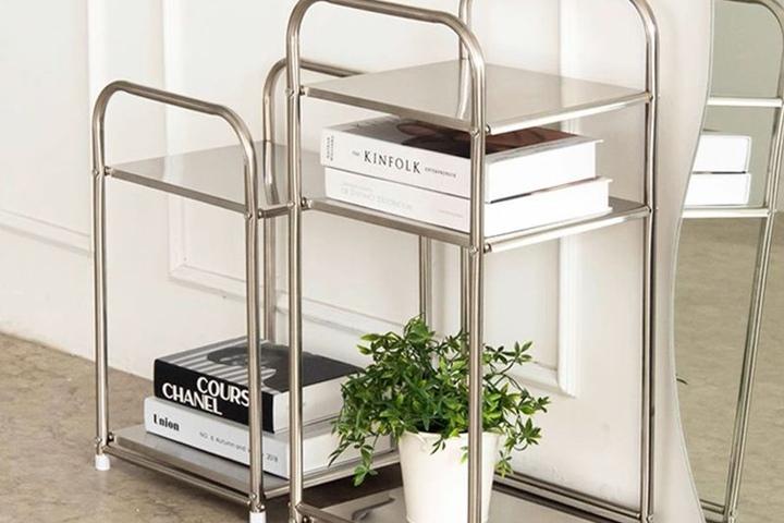 스퀘어 스테인레스선반 스텐실버 미니선반 2단 3단