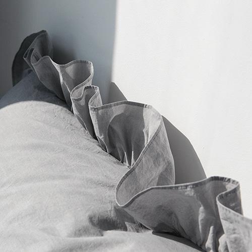 침대 등받이 헤드쿠션 프릴그레이