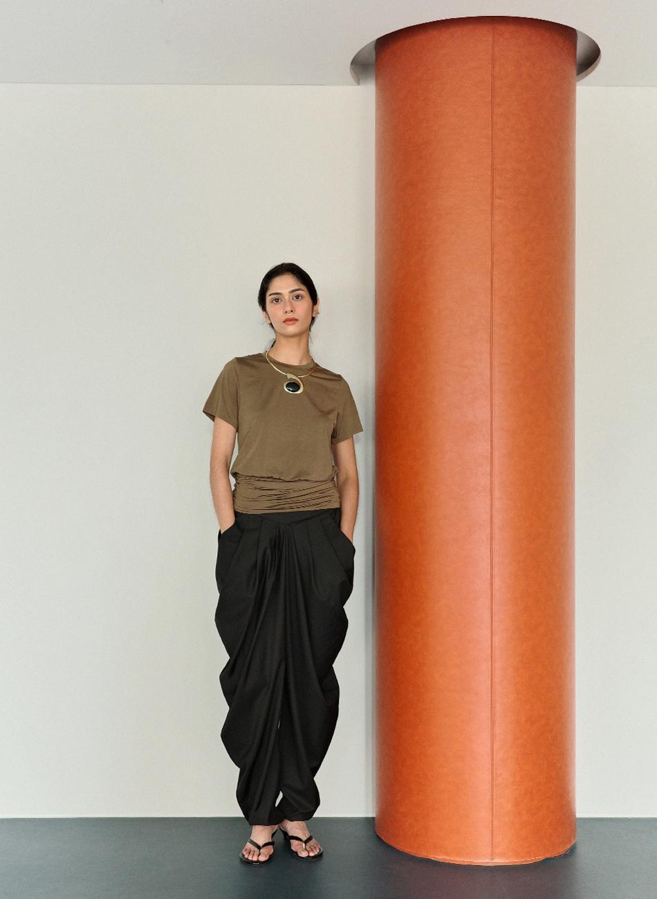 shirring brown top