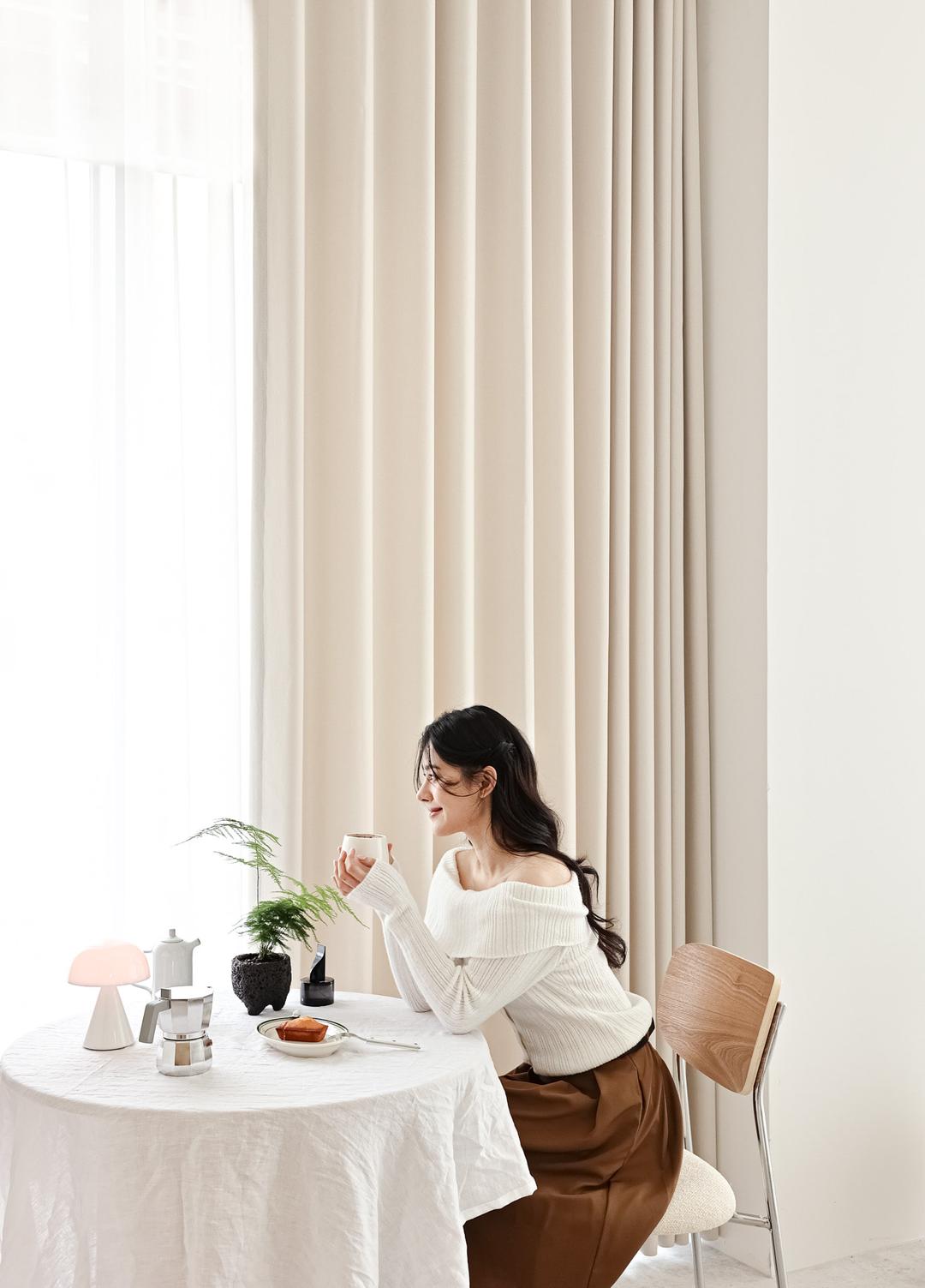 [형상 가공] 크림라떼 암막커튼