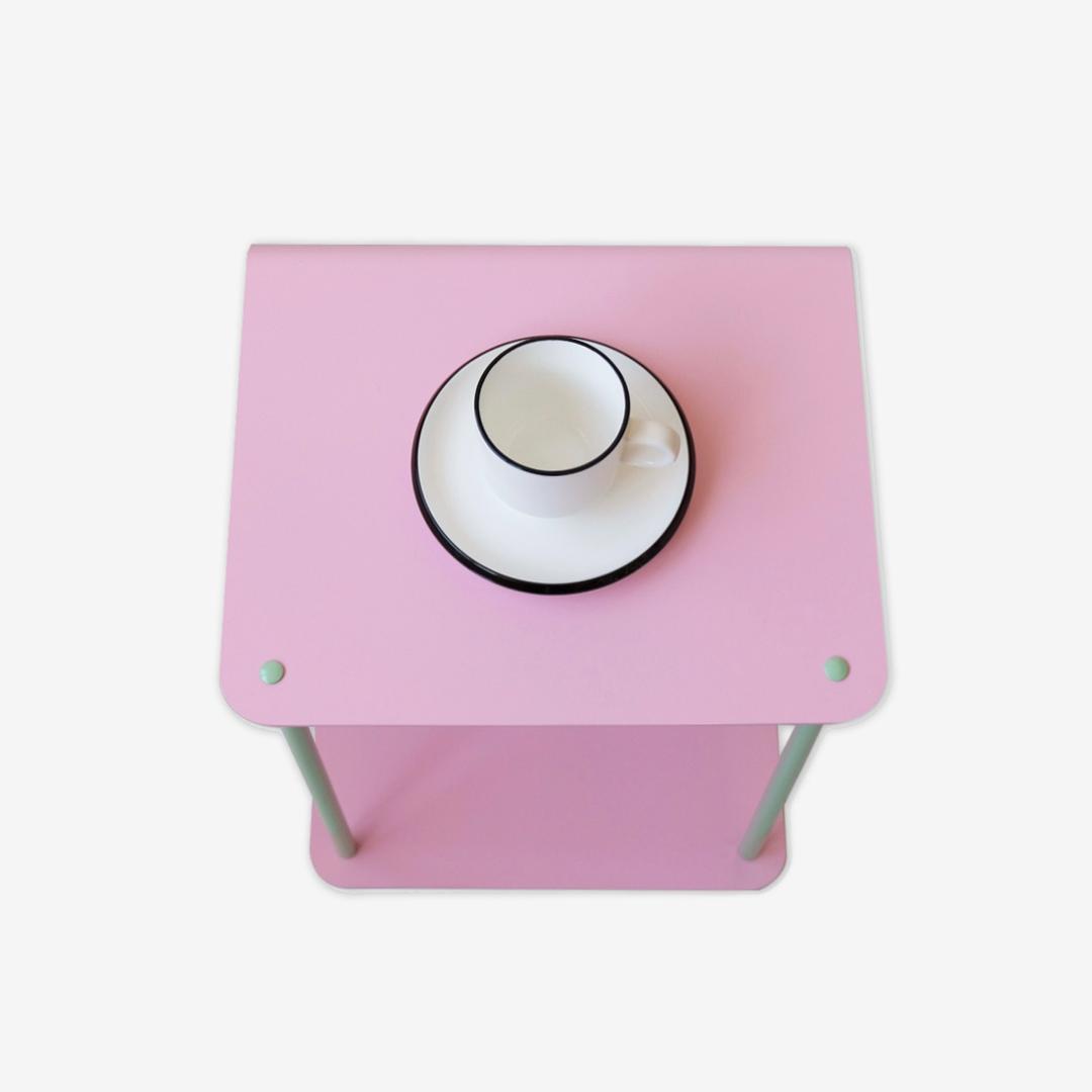 D STOOL SIDE TABLE (milk pink)