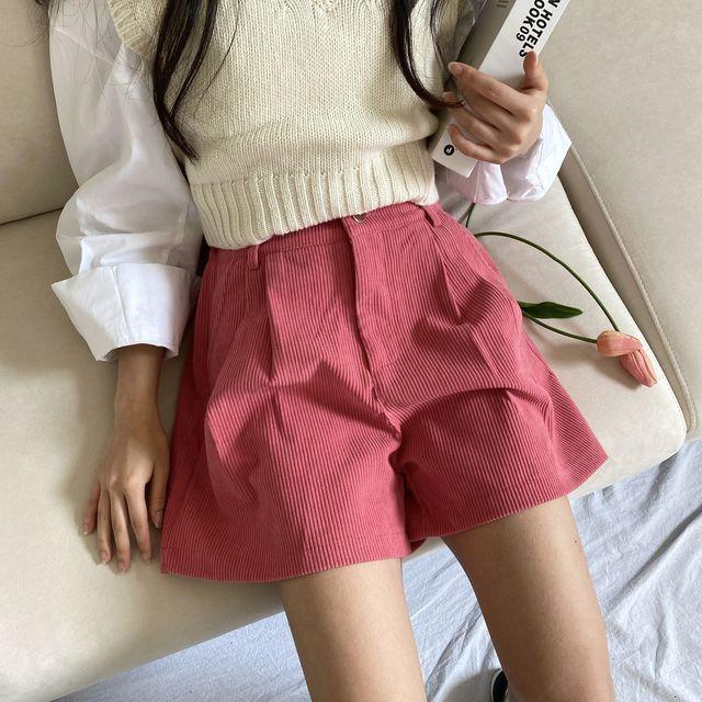 골덴 코듀로이 뒷밴딩 반바지 쇼츠 4부