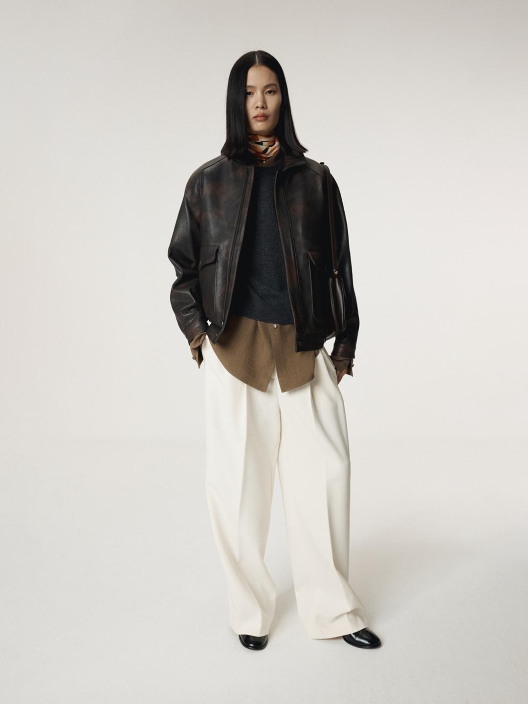 OVERSIZED SHEARING LEATHER JUMPER (VINTAGE BROWN)