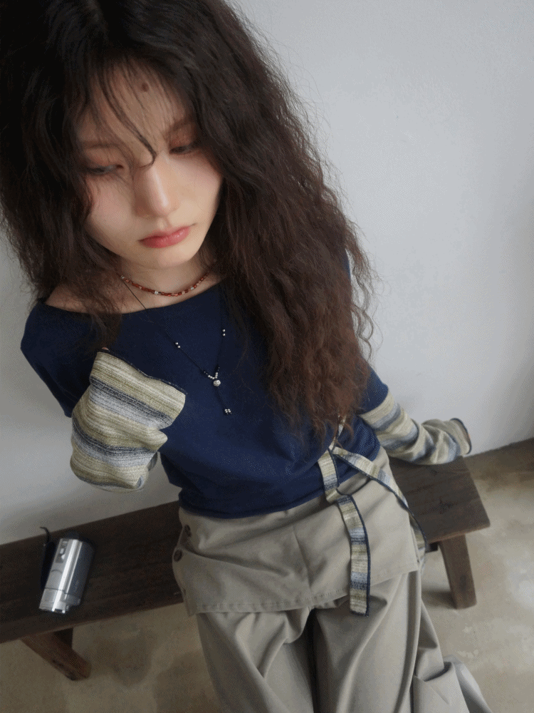 [morae]어스 배색 슬리브t