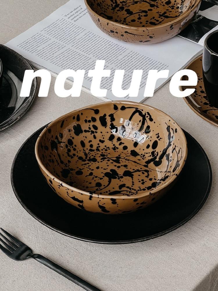 히포슈슈 Ahahome 핸드메이드 잉크 그릇 샐러드 볼 요거트 브런치 접시 카페 국