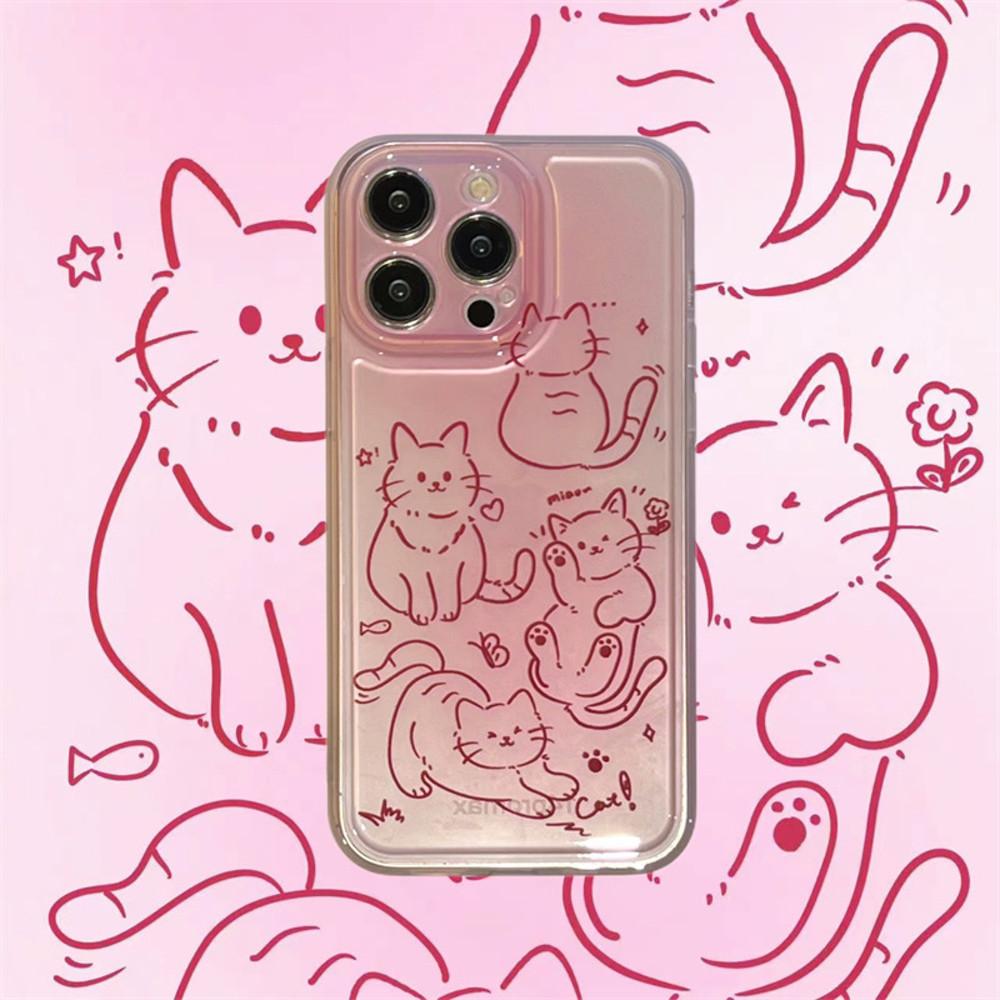 Pink Cat Case 아이폰 케이스 핑크 고양이 투명 하드 케이스