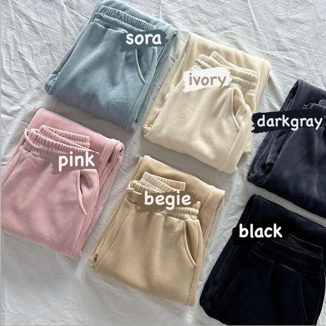 2023재입고 [한겨울까지/융털기모] 따뜻한 벨로아 코듀로이 밴딩 와이드 트레이닝 팬츠