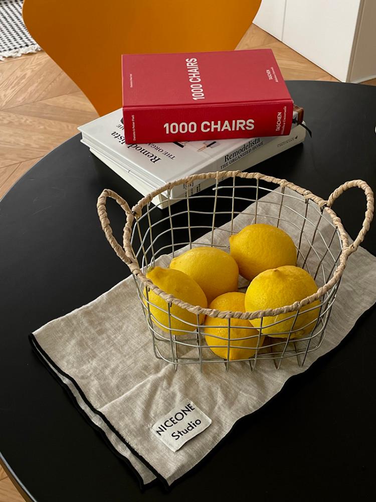 프롬핑퐁  Silver basket 핸드메이드 오브제 철제 바구니 소품수납 정리함 보관함