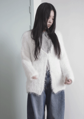 V fur snap cardigan (4c)