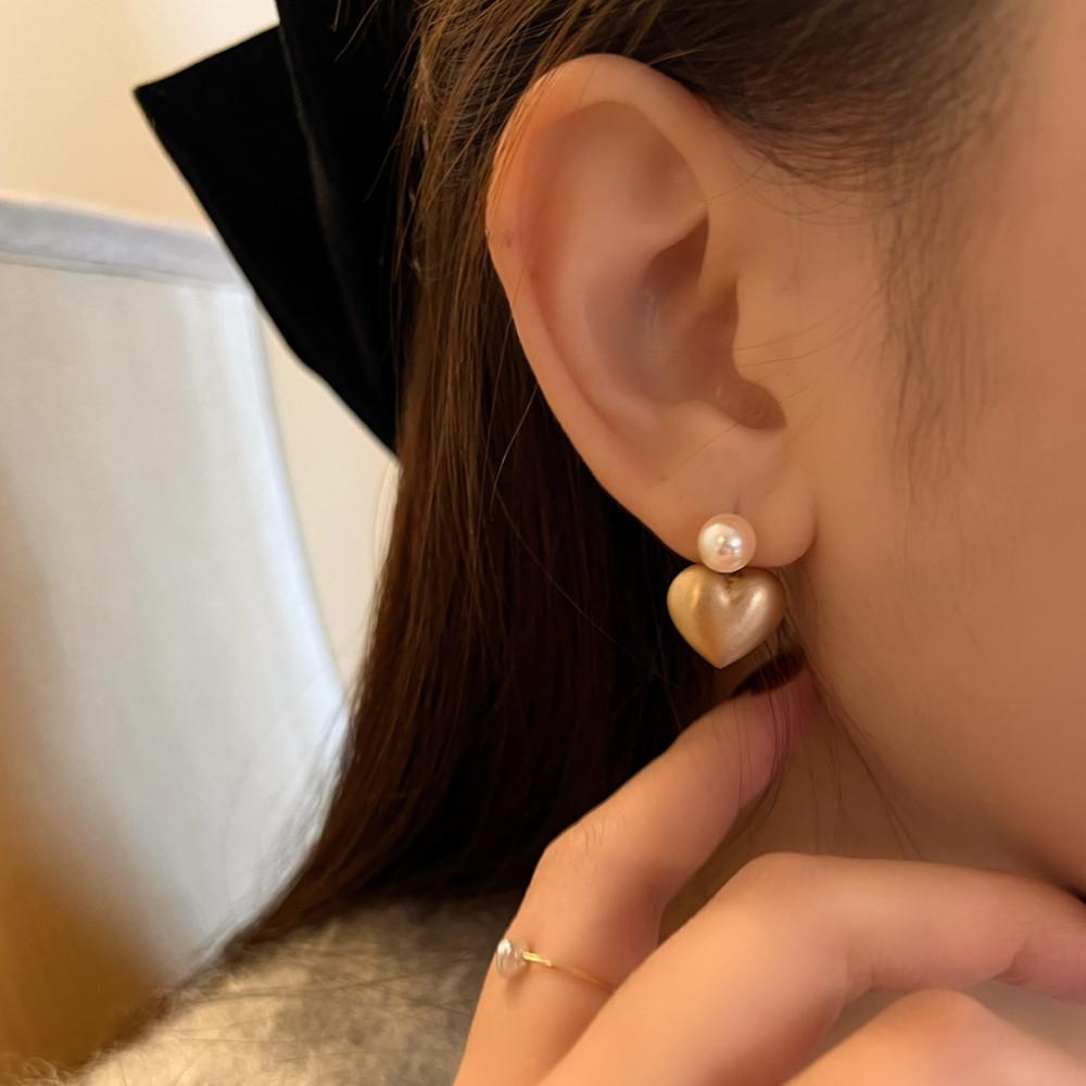 14k 하트 아코야 진주 귀걸이 이에  hier