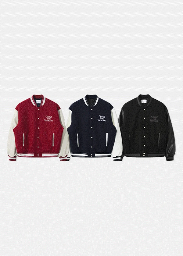 백로고 고잉 자수 바시티 자켓 (3color)