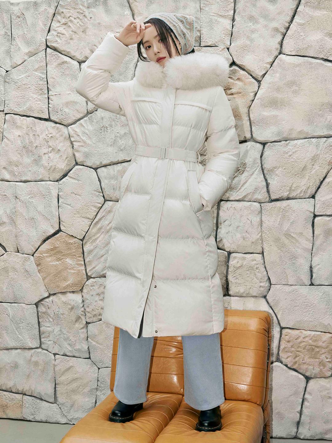 JJ지고트 폭스퍼 슬림 롱 구스다운 점퍼 (BEIGE) GPCM2PDW11