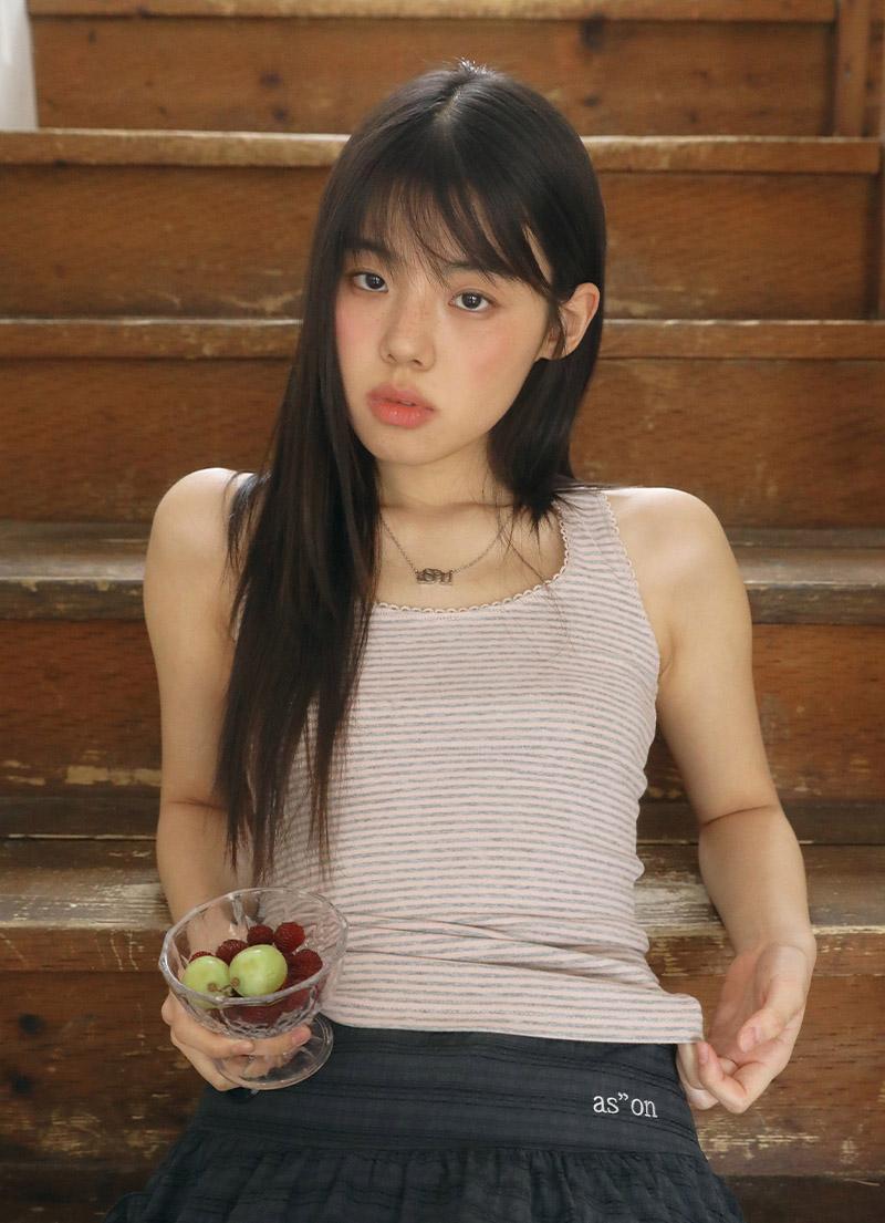 RIPPLE STRIPE SLEEVELESS / PINK