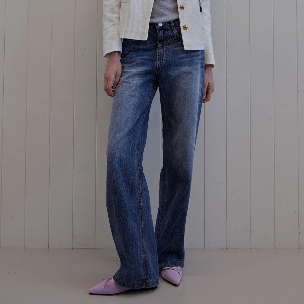 JANE WASHED LONG WIDE DENIM PANTS