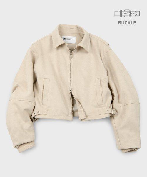 오버사이즈 벨티드 스웨이드 트러커 집업 자켓 점퍼