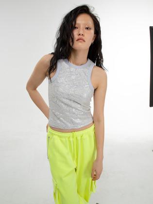 G_LACE CAMOUFLAGE TANK-TOP / WHITE