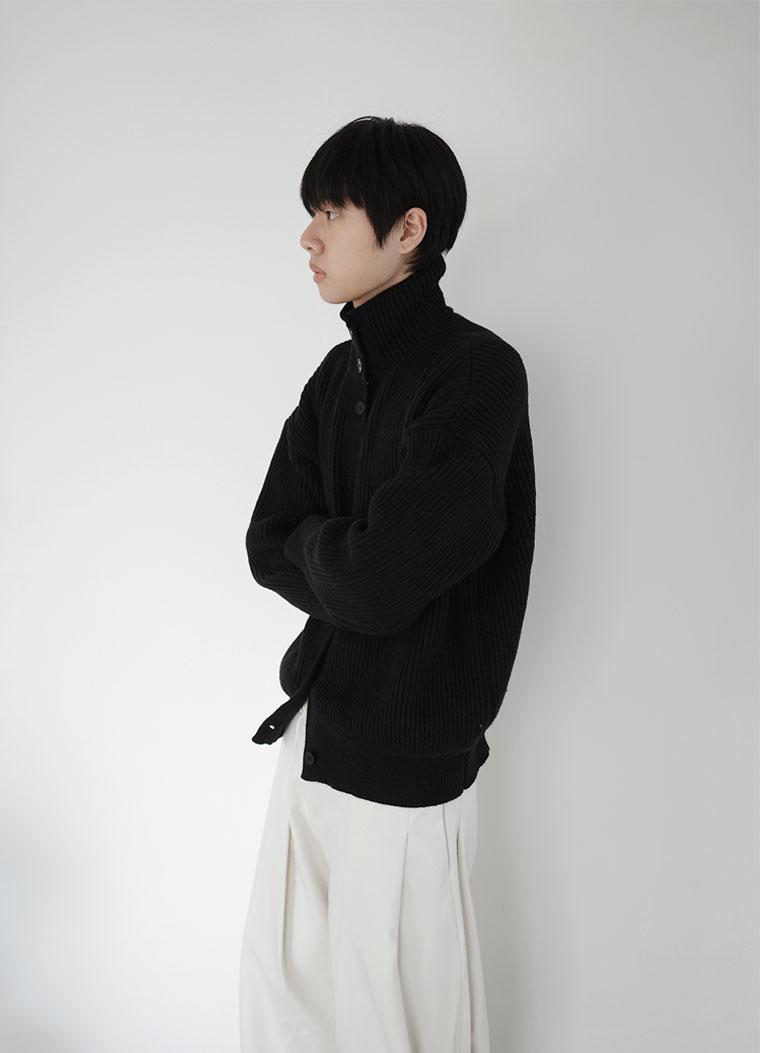 high neck knit cardigan