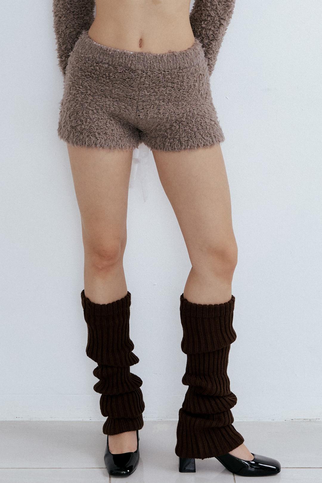 Fuzzy Knit Shorts_Mocha