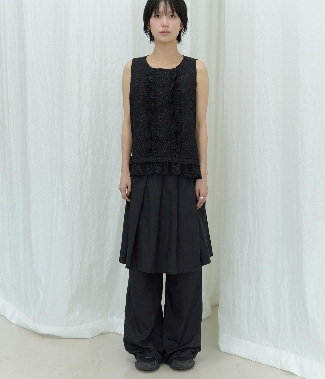 (002) Myaku Pleats Skirt Pants_Black