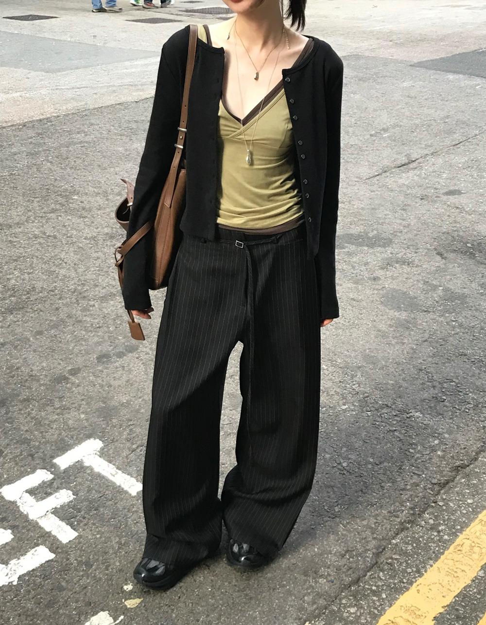 오브나인 [당일][AN] side tuck belt slacks