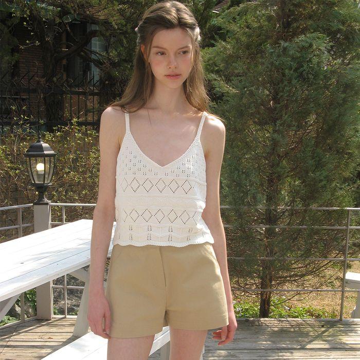 Perrie Cotton Short Pants - Beige