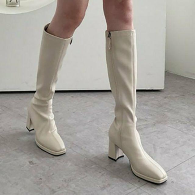 [굽7cm/225~250] 통굽 롱부츠 키높이 가보시 플랫폼 가죽 레더 스판 롱워커 지퍼 가을 겨울 하객룩 결혼식 파티룩 빅사이즈 앵클 첼시 웨스턴 스퀘어 편한 쿠션 방송댄스 공연 캐주얼 공토-신발