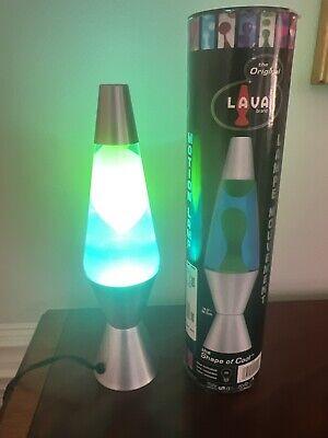 라바 램프 클래식 실버 베이스 옐로우 라바 블루 리퀴드 아이템 #2124 실링 작동함