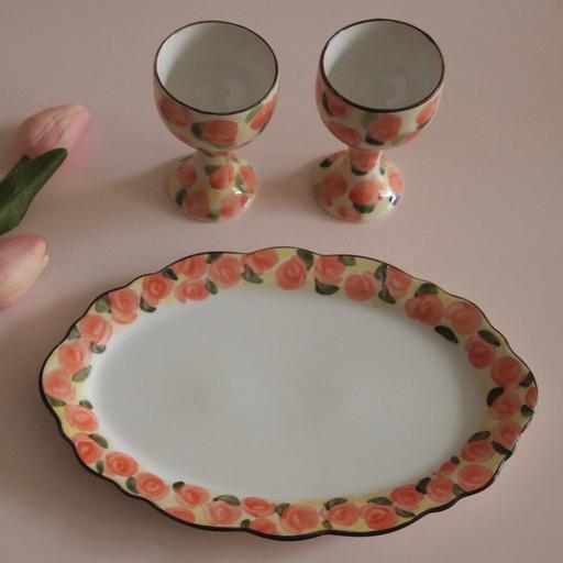 몽글장미 레이스 타원접시